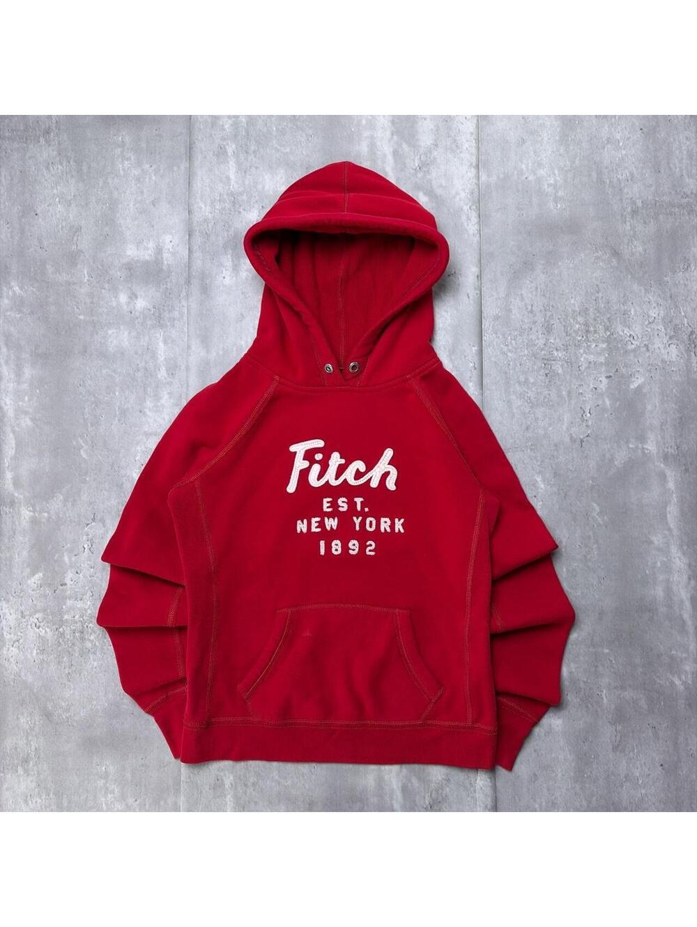 Y2K Red Abercrombie & Fitch Grunge Skater Thermal Hoodie